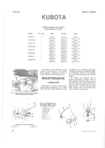 Kubota Small Diesel Engine Model EA400-N EA400-NB EA450-N EA450-NB EA500-N I&T Workshop Manual