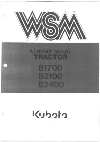 Kubota Tractor B1700 B2100 B2400 Workshop Service Manual