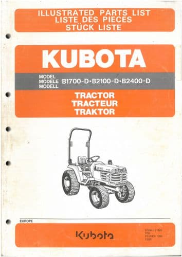Kubota Tractor B1700D B2100D B2400D Parts Manual