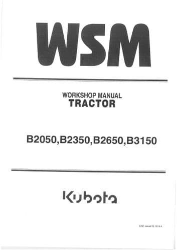 Kubota Tractor B2050 B2350 B2650 B3150 Workshop Service Manual