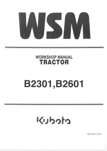 Kubota Tractor  B2301 B2601 Workshop Service Manual
