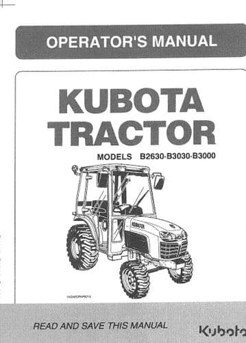 Kubota Tractor B2630 B3030 B3000 Operators Manual B 2630 3030 3000