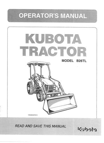Kubota Tractor B26TL Operators Manual