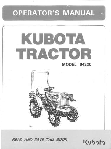 Kubota Tractor B4200, B4200D Operators Manual