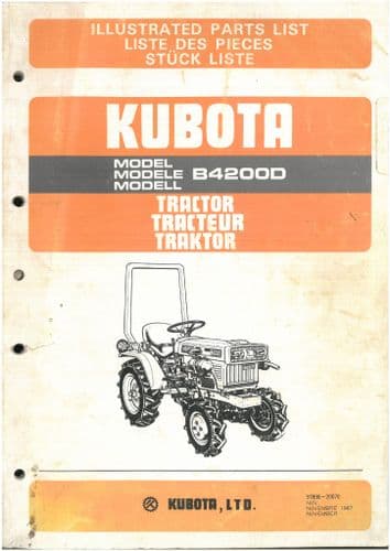 Kubota Tractor B4200D Parts Manual