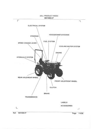 Kubota Tractor B5100D-P Parts Manual