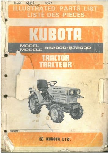 Kubota Tractor B6200D B7200D Parts Manual