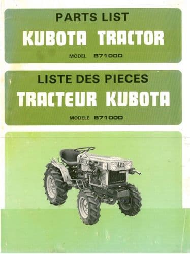 Kubota Tractor B7100D Parts Manual