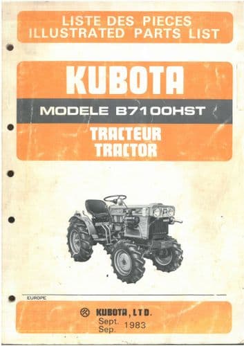 Kubota  Tractor B7100HST Parts Manual - ORIGINAL