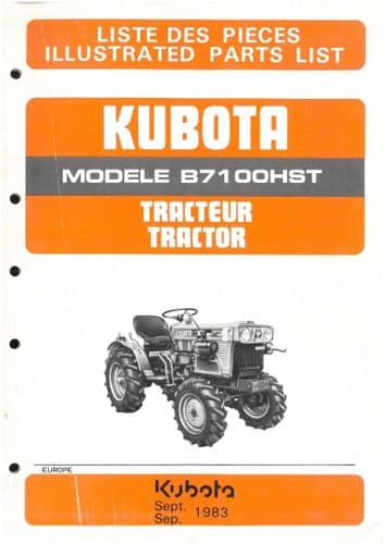 Kubota  Tractor B7100HST Parts Manual