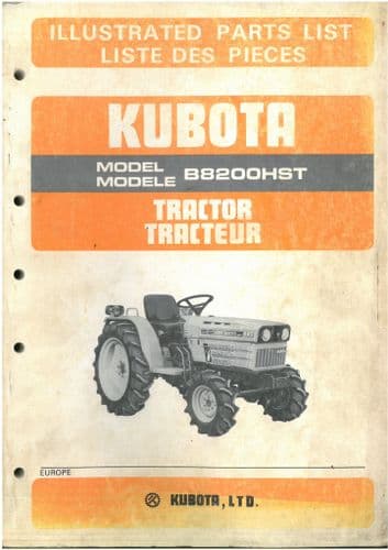 Kubota Tractor B8200HST Parts Manual B 8200 HST