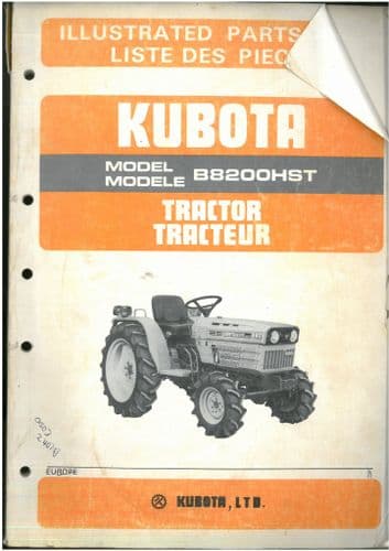 Kubota Tractor B8200HST Parts Manual B 8200 HST - ORIGINAL