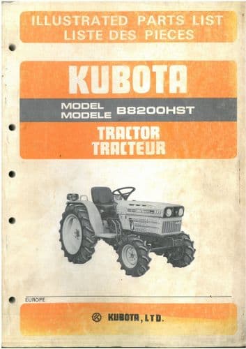 Kubota Tractor B8200HST Parts Manual B 8200 HST