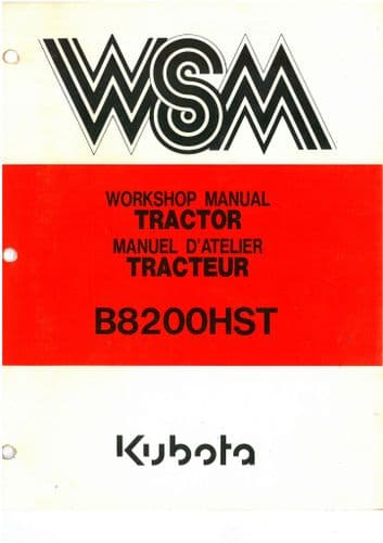 Kubota Tractor B8200HST Service Workshop Manual