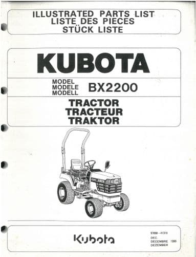 Kubota Tractor BX2200 Parts Manual