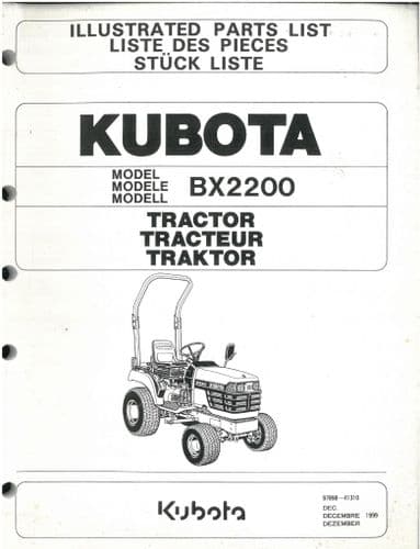 Kubota Tractor BX2200 Parts Manual