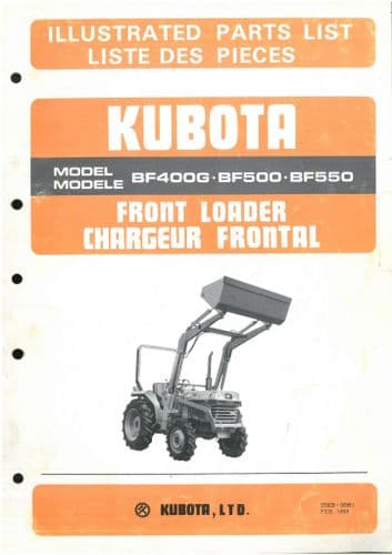 Kubota Tractor Front Loader BF400G, BF500 & BF550 Parts Manual
