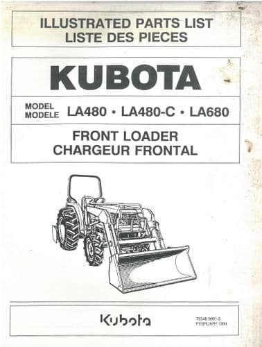 Kubota Tractor Front Loader LA480 LA480-C LA680 Parts Manual