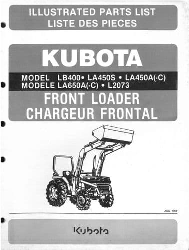 Kubota Tractor Front Loader LB400 LA450S LA450A(-C) LA650A(-C) L2073 Parts Manual