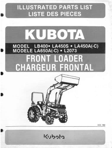 Kubota Tractor Front Loader LB400 LA450S LA450A(-C) LA650A(-C) L2073 Parts Manual