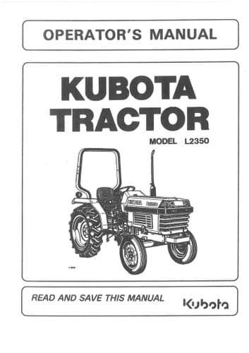 Kubota Tractor L2350 Operators Manual