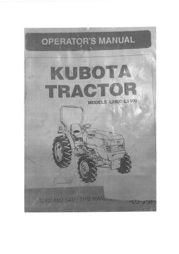 Kubota Tractor L2800 L3400 Operators Manual