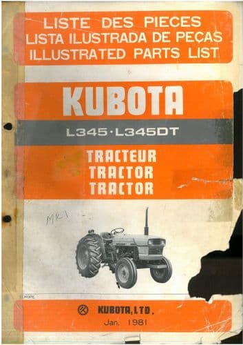 Kubota Tractor L345 & L345DT Parts Manual L 345 DT