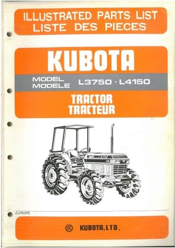 Kubota Tractor L3750 L4150 Parts Manual L 3750 4150