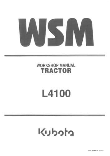 Kubota Tractor L4100 Workshop Service Manual