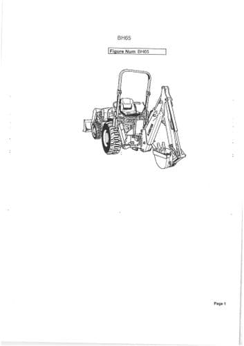 Kubota Tractor Loader Backhoe BH65 Parts Manual BH 65