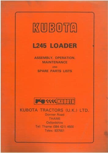 Kubota Tractor Loader L245 Operators Manual - L 245