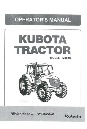 Kubota Tractor  M108S Operators Manual M 108 S