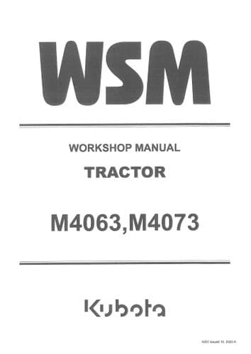 Kubota Tractor M4063 & M4073 Workshop Service Manual
