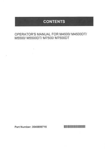 Kubota Tractor M4500, M5500, M7500 + DT Models Operators Manual