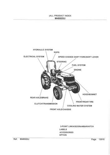 Kubota Tractor M4800SU Parts Manual