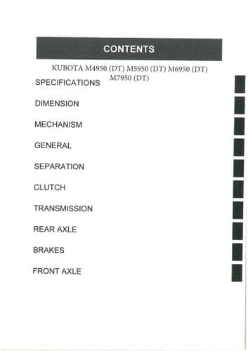 Kubota  Tractor M4950 (DT) M5950 (DT) M6950 (DT) M7950 (DT) Workshop Service Manual