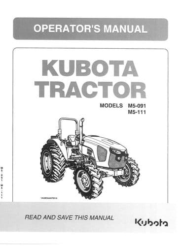 Kubota Tractor M5-091 M5-111 Operators Manual