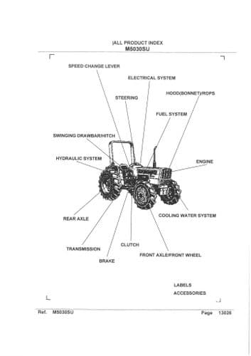 Kubota Tractor M5030SU Parts Manual