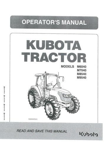 Kubota Tractor M6040M7040 M8540 M9540 Operators Manual