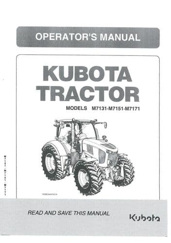 Kubota Tractor  M7131 M7151 M7171 Operators Manual M 7131 7151 7171