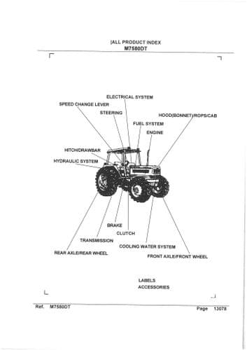 Kubota Tractor M7580DT Parts Manual