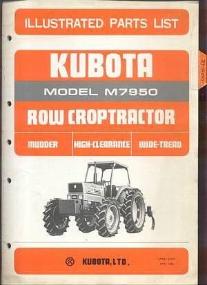 Kubota Tractor M7950 Mudder, High Clearance Row Crop Parts Manual