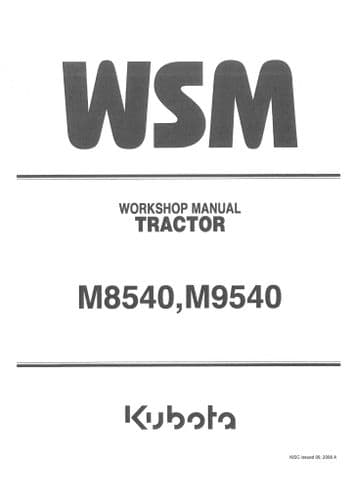 Kubota Tractor M8540 & M9540 Workshop Service Manual