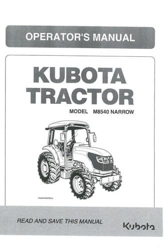 Kubota Tractor  M8540 Narrow Operators Manual M 8540