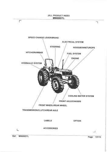 Kubota Tractor M9000DTL Parts Manual