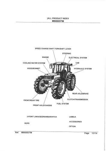 Kubota Tractor M9000DTM Parts Manual