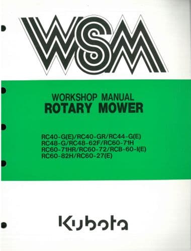 Kubota Tractor Rotary Mower RC40 RC44 RC48 RC60 inc Various Models  Workshop Service Manual ORIGINA