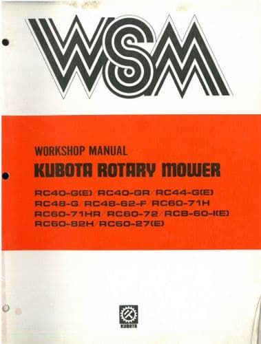 Kubota Tractor Rotary Mower RC60-71H RC60-71HR RC60-72 RCB-60-I(E)  Workshop Service Manual