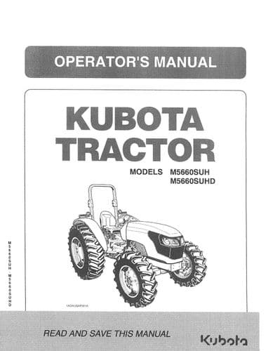Kubota Utility Tractor M5660SUH M5660SUHD Operators Manual