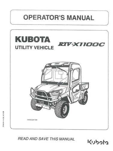 Kubota Utility Vehicle RTV-X1100C Operators Manual RTV X 1100 C